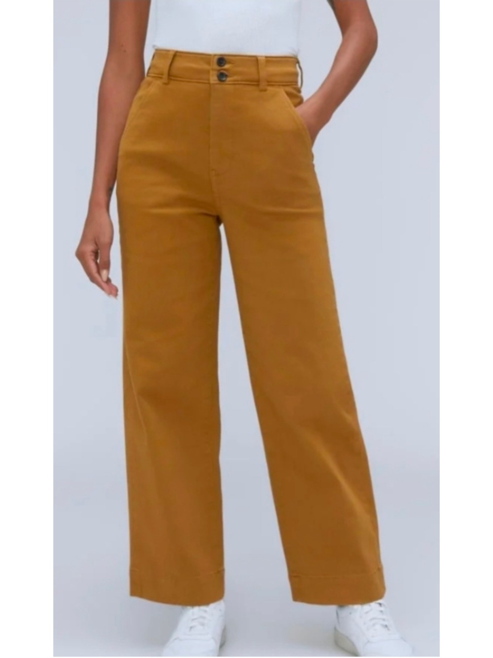 Everlane The Organic Wide-Leg Pant Tapenade Gold Mustard 00 NWT